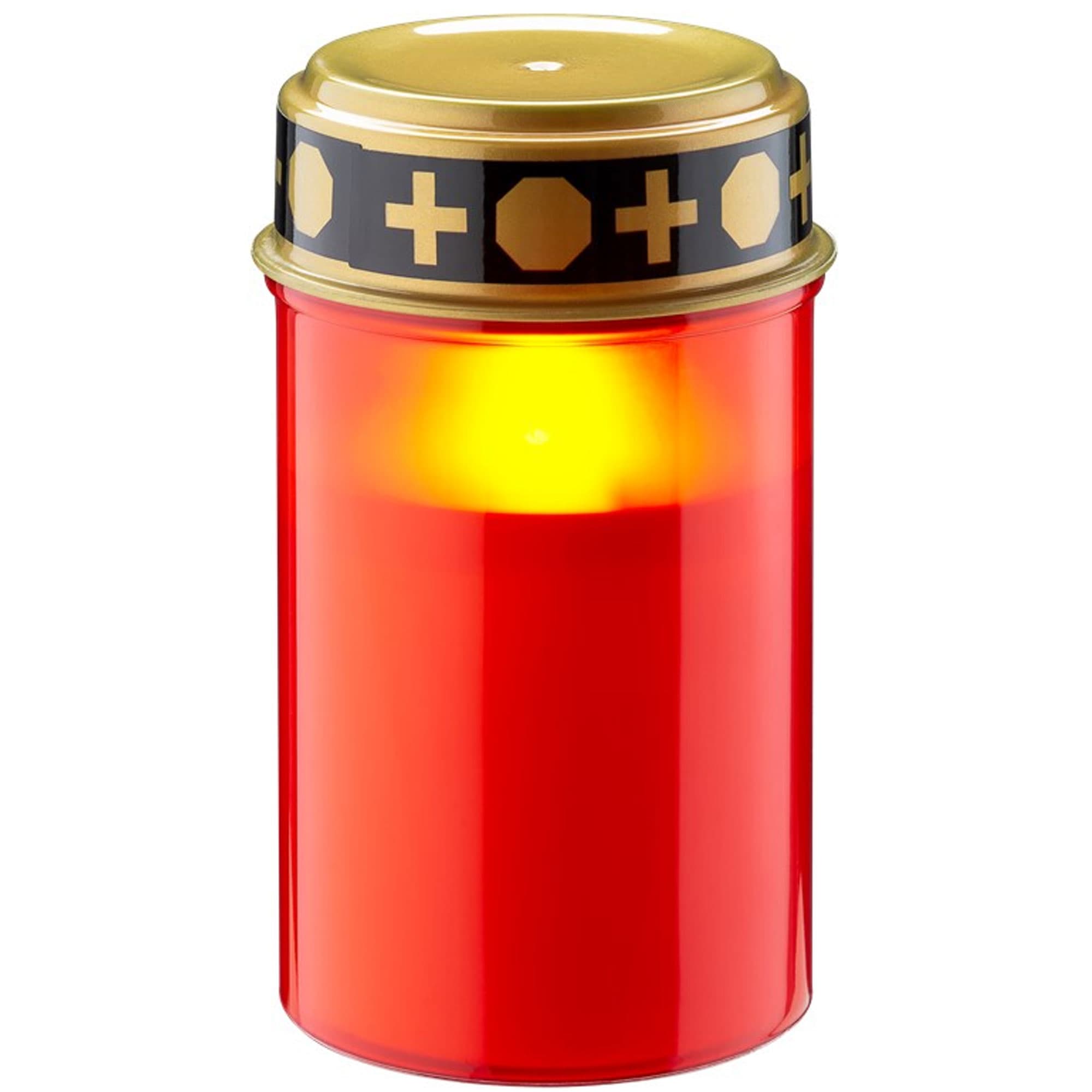 Lampe funéraire LED avec minuterie, rouge blanc chaud, fonctionne avec 2 piles C LR14 Baby, pour l'intérieur et l'extérieur